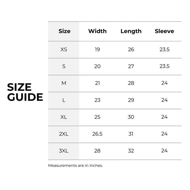 Quirky Consultant sweatshirt size guide