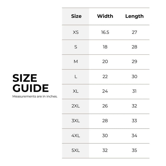 Quirky Consultant t-shirt size guide